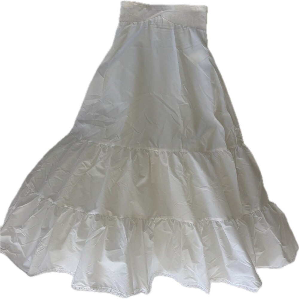 Vintage White Multi-Tiered Tulle Crinoline Petticoat - Knit Waist